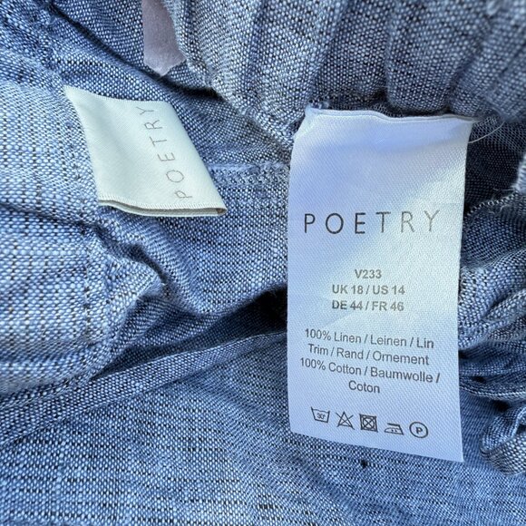 POETRY 100% Linen Pants, Relaxed Fit Size 14 - Picture 7 of 14